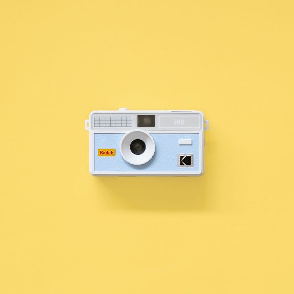 Kodak i60 35mm Film Camera Blue flash down on yellow background