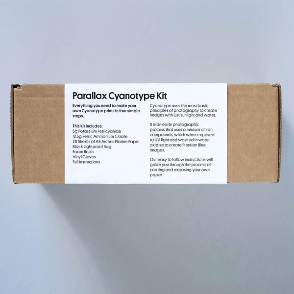 Parallax Cyanotype Kit Box Front Parallax Cyanotype Kit Box Front with Information