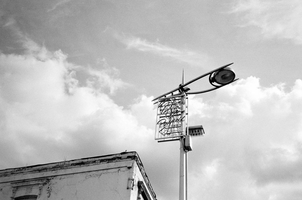 Lamp Post Clouds Peckham shot on black and white film.