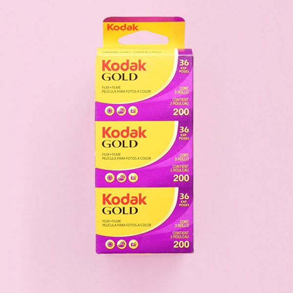 Kodak Gold 200 35mm Film 3 Pack on pink background