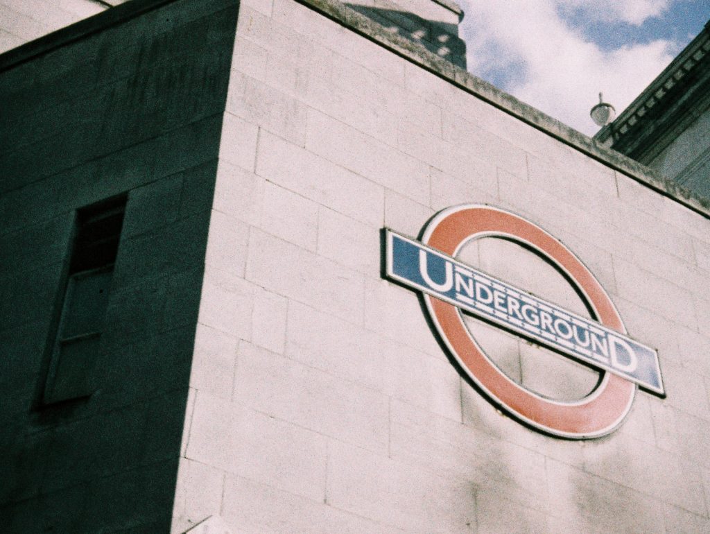 Lomography Lomochrome Metropolis 110 Film. Tube station sign.