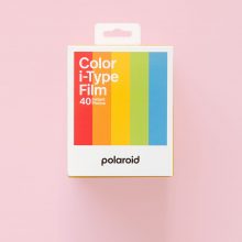 Polaroid i-Type Color Film Five Pack on Pink Background