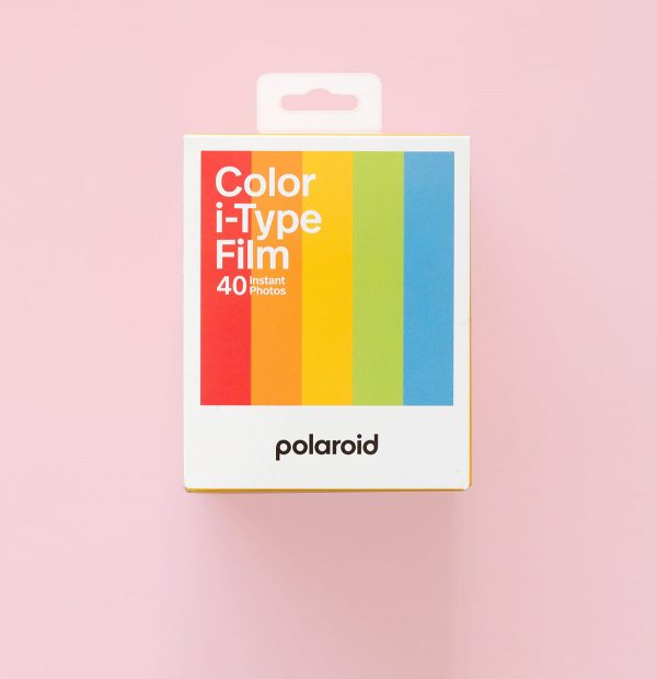 Polaroid i-Type Color Film Five Pack on Pink Background