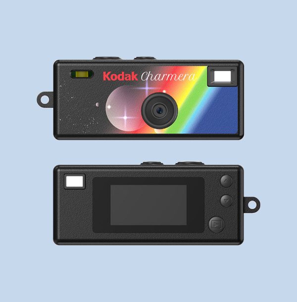 Kodak Charmera Black Kodak Charmera Camera Black on a blue background
