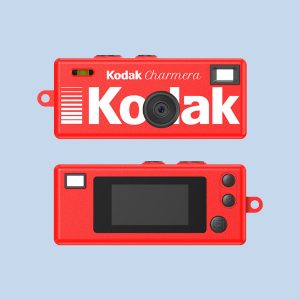 Kodak Charmera Camera Red on a blue background